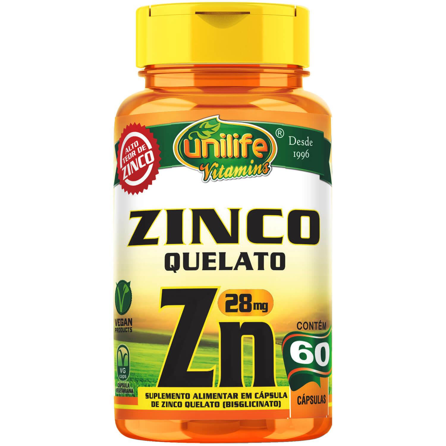 Zinco Quelato ZN 60 Caps Unilife Vitamins Meu Mundo Fit