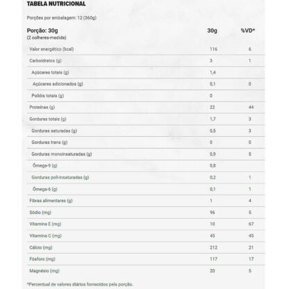 Açaí Whey (360g) Essential Nutrition Tabela