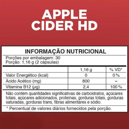 Apple Cider HD (60 caps) Tabela Desinchá