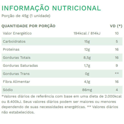 Barra de Proteína Barra 45g Eat Clean Chocolate Branco com Morango Tabela Nutricional
