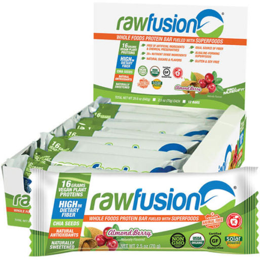 Barra Proteica Com Superfoods (12 barras de 70g Cranberry + Amêndoas) Raw Fusion