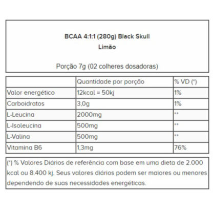 BCAA 4:1:1 (280g) Black Skull tabela nutricional