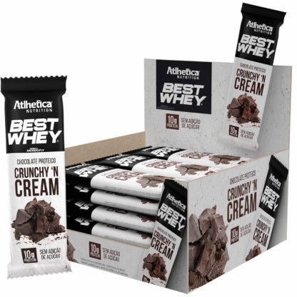 Best Whey Chocolate Proteico (12 Barras de 50g Crunchy'n Cream) Atlhetica