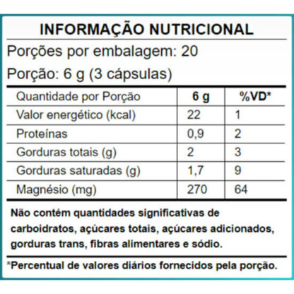 Bio Trimag Magnésio 60 caps Puravida Tabela Nutricional