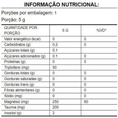 Blue Calm 5g Puravida Informação Nutricional
