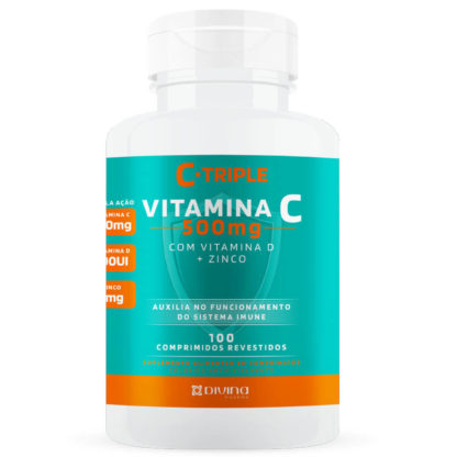 C-Triple 500mg Vitamina C + Zinco + D (100 tabs) Divina Pharma
