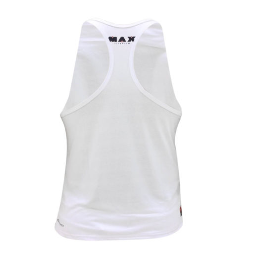 Camiseta Regata Bodybuilding (Dry-Fit Branco Costas) Max Titanium