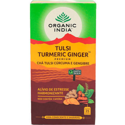 Chá Tulsi Cúrcuma e Gengibre (25 sachês) Organic India