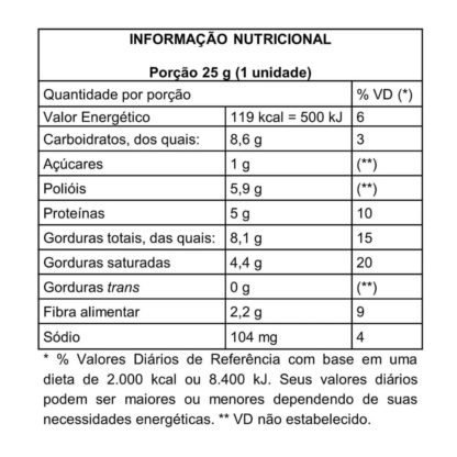 Choco Wafer Vegetal (25g) Tabela Nutricional +Mu