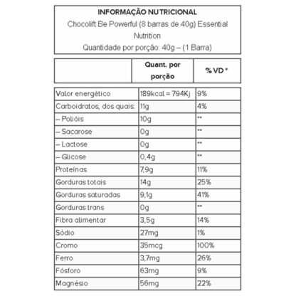 chocolift-complete-8-barras-de-40g-be-powerful-tabela-nutricional-essential-nutrition