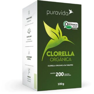 Clorella Orgânica 500mg (200 tabs) Puravida Esquerda