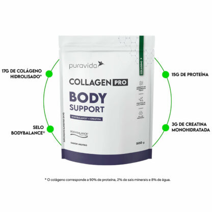 Colágeno Pro Body Support Refil (500g) Puravida Benefícios