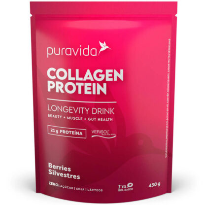 Colágeno Protein Refil (450g) Puravida Frutas Vermelhas