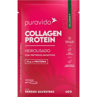 colageno protein sache 1 dose puravida frutas vermelhas