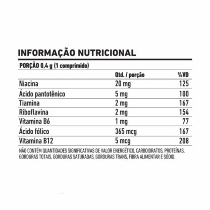 Complexo B (100 tabs) Tabela Nutricional FDC