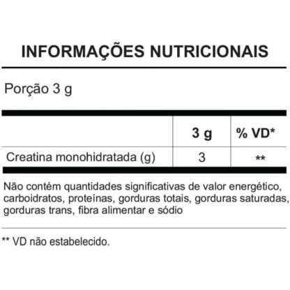 Creatina Crealive Creavitalis 100g DUX Nutrition Lab Tabela Nutricional