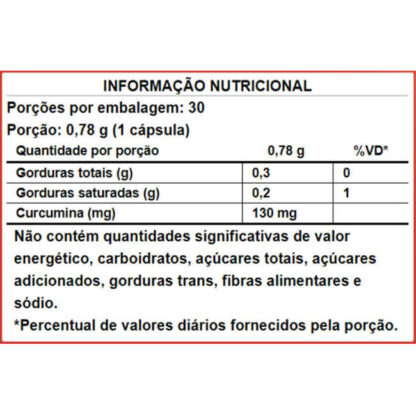 Curcumagic Curcumina 30 caps Puravida Tabela Nutricional