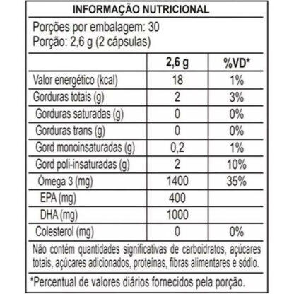 DHA 1000 60 cápsulas Nutrify Tabela Nutricional