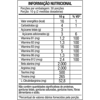 Diabo Verde Dilabol Pump 300g FTW Tabela Nutricional