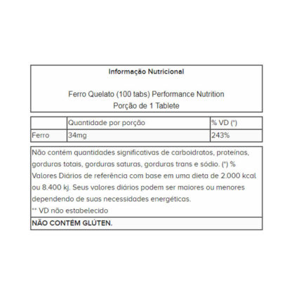 Ferro Quelato (100 tabs) Performance Nutrition