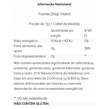 Fosvita (250g) Tabela Nutricional Vitafor