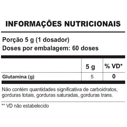Glutamina 100% Pura (300g) Shark Pro Tabela Nutricional