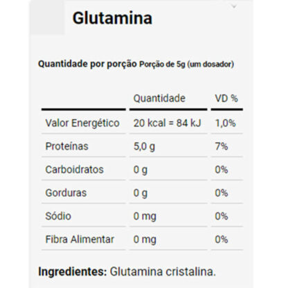 Glutamina (300g) Tabela DUX Nutrition Lab