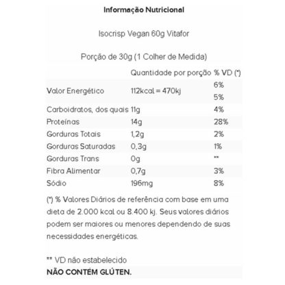 Isocrisp Vegan (60g) Tabela Nutricional Vitafor At