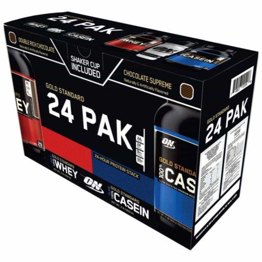 Kit Gold Standard 24 PAK (Whey + Casein + Shaker) Optimum Lado