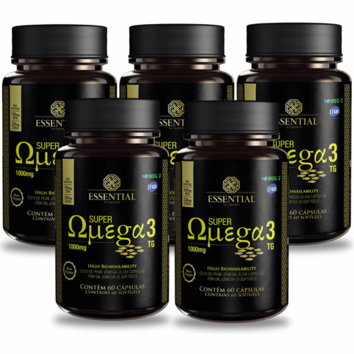 Kit Ômega 3 TG 1g (5 potes de 60 caps) Essential Nutrition