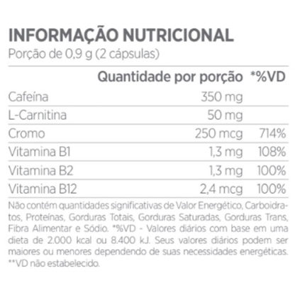 Lipo Burn HD Thermogenic (2 caps) Atlhetica Nutrition Tabela Nutricional