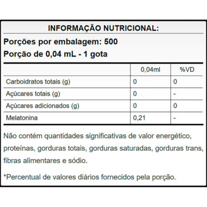 Melatonina (20ml) Puravida Tabela