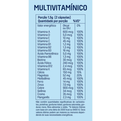 Multivitamínico Muke (60 caps) Tabela Nutricional +Mu