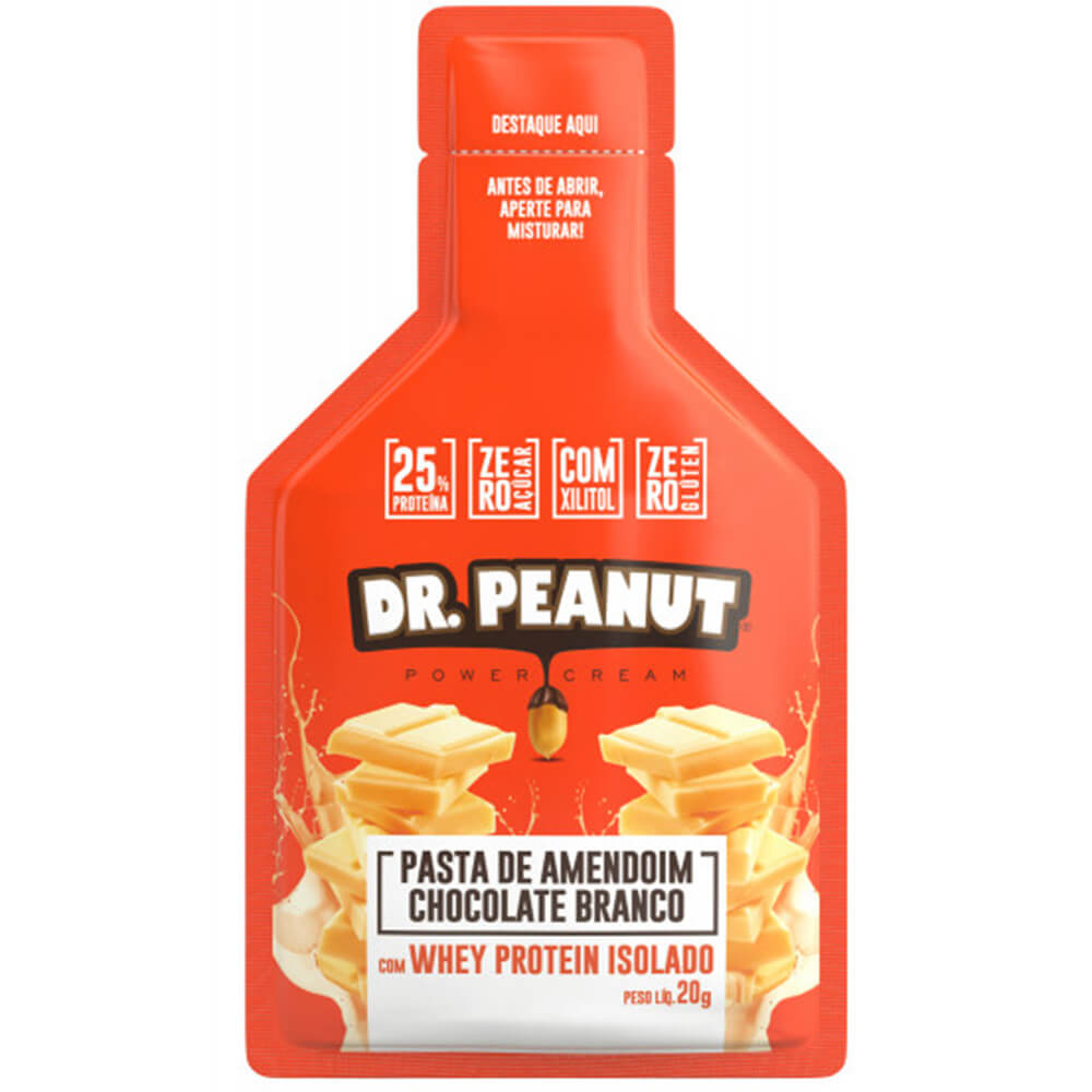 Pasta de Amendoim Chocolate Branco (sachê de 20g) Dr. Peanut - Meu Mundo Fit