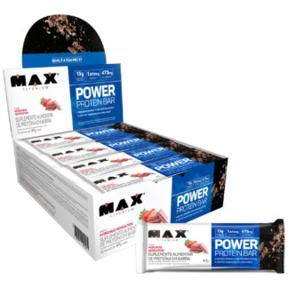 Power Protein Bar (12 Barras de 41g) Max Titanium Morango e chocolate