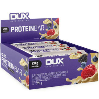 Protein Bar 12 barras 60g DUX Nutrition Lab Sabor Chocolate Branco Frutas Vermelhas
