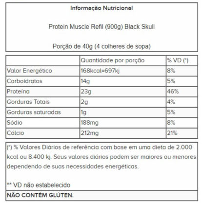 Protein Muscle Refil (900g) Black Skull tabela nutricional
