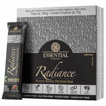 Radiance Plant-Based Vegan (8 barras de 70g Chocolate + Nibs de Cacau) Essential Nutrition