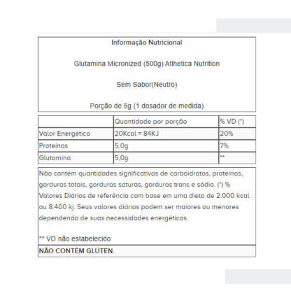 Glutamina Micronized (500g) Atlhetica Nutrition