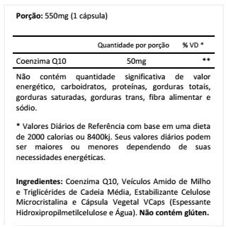 Tabela Nutricional CoQ10 50mg ADS Nutrition
