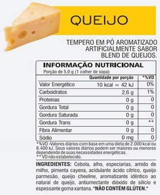 Tabela Nutricional Salt Free Tempero Sem Sal - Queijo Atlhetica