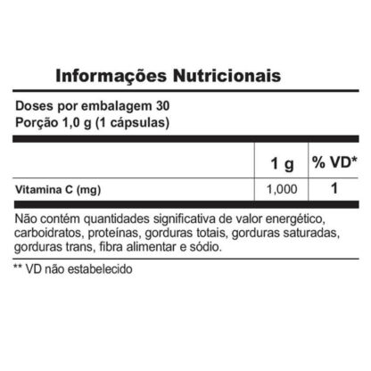 Vitamina C 60 caps Shark Pro Tabela Nutricional
